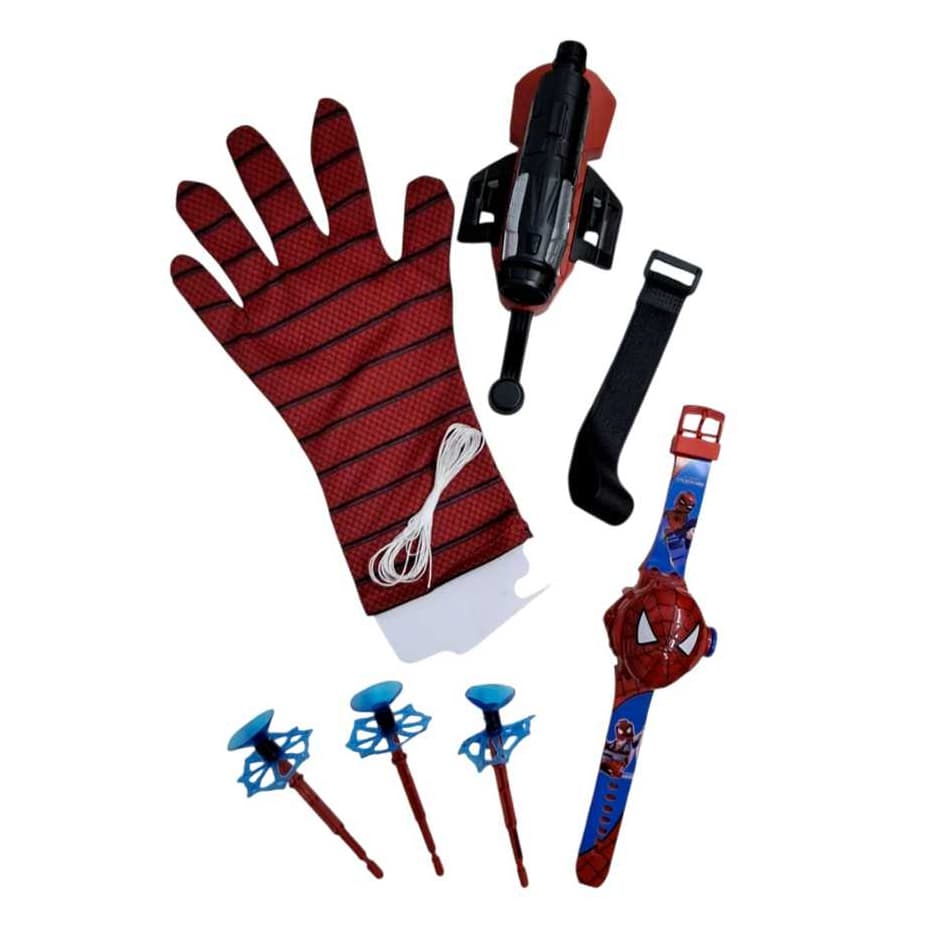 Kit Super-Herói Infantil com Lançador de Teia  + Relógio  Projetor do Homem Aranha Diversão Garatida