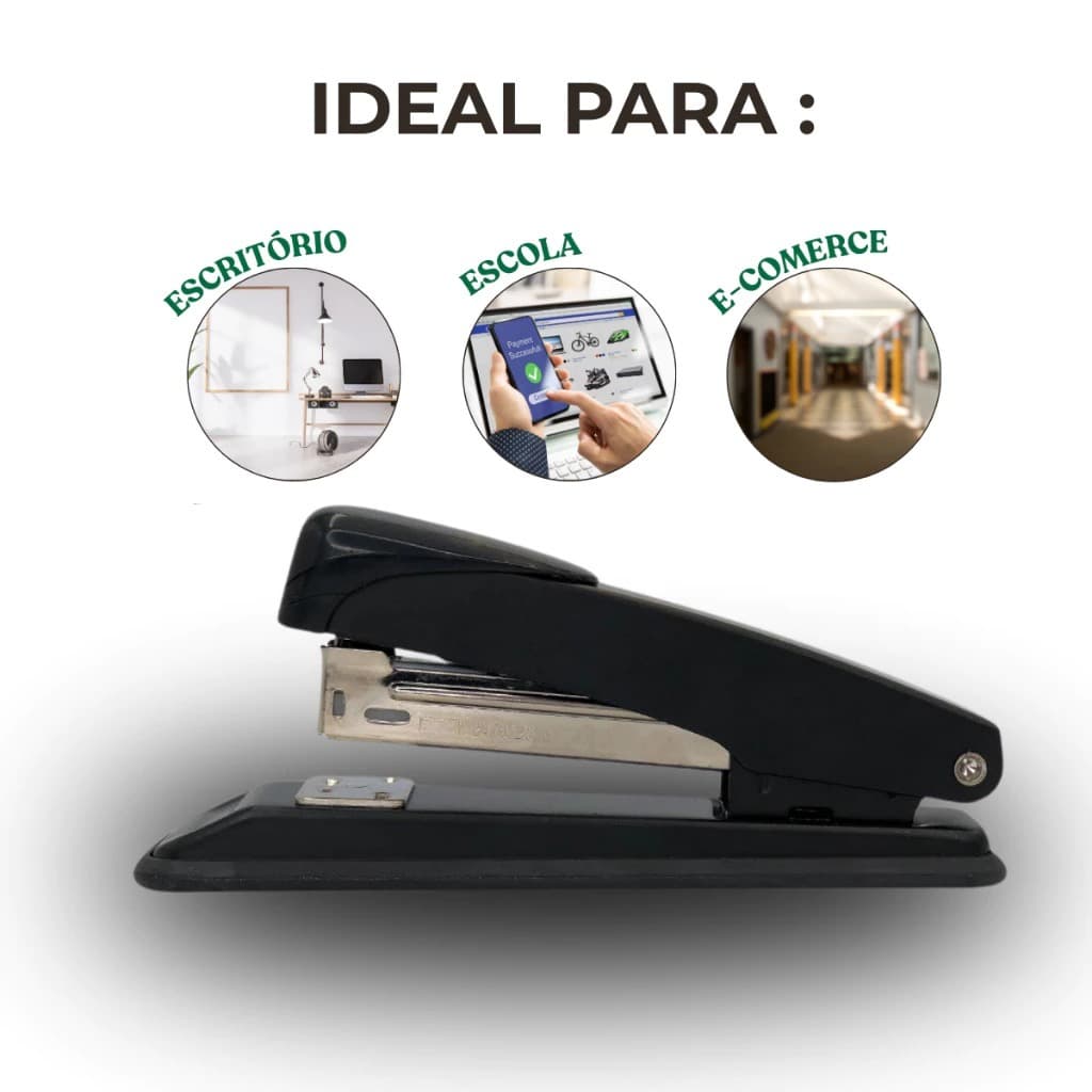 Grampeador de Metal Durável Manual 24/6 26/6 Até 20 Folhas Escolar Escritório Volta as Aulas