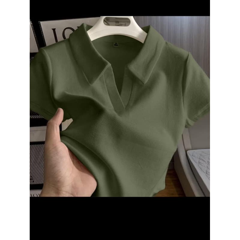 Camisa basica gola polo feminina