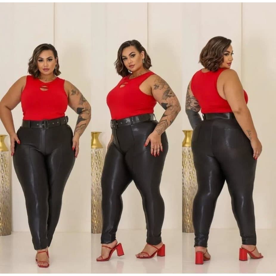 Calça Legging Plus Size em Cirrê com Cinto