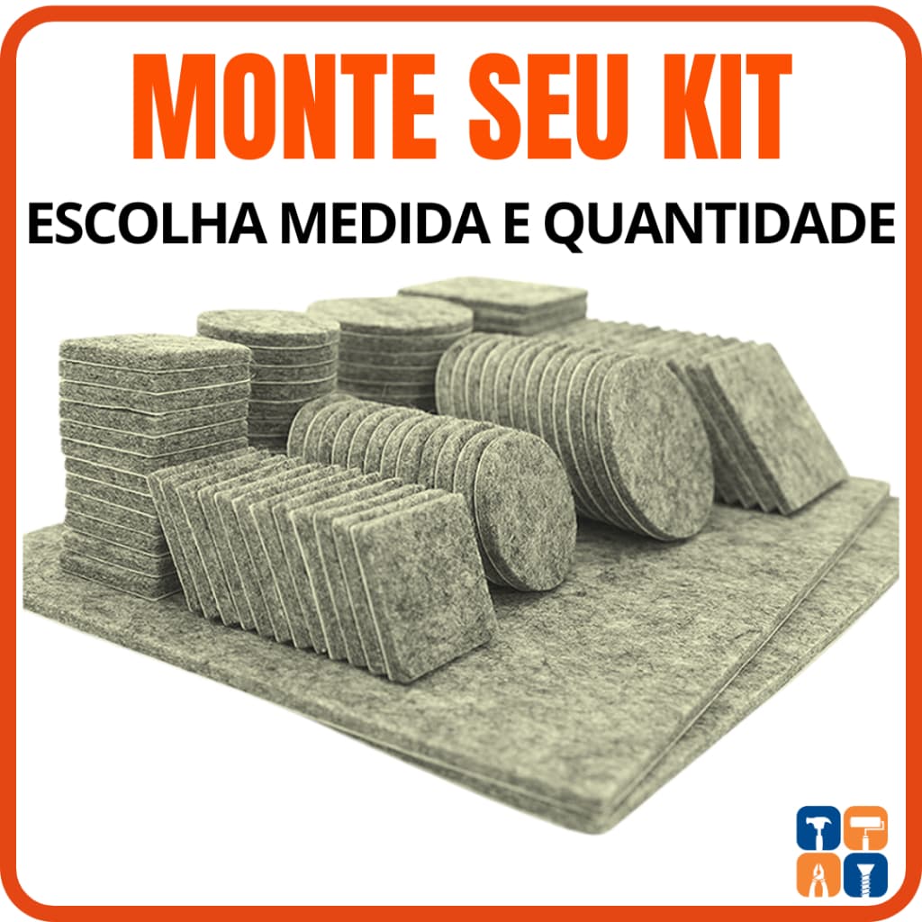 Protetor Pé de Cadeira Mesa Feltro Adesivo Quadrado Redondo para Pés de Móveis 20x20 25x25 2cm 2,5cm