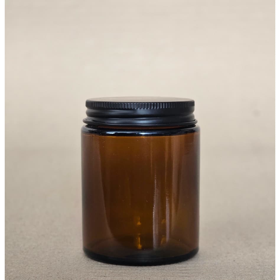 Pote de Vidro Para Vela Âmbar 150 ml Tampa Preta - 6 unidades