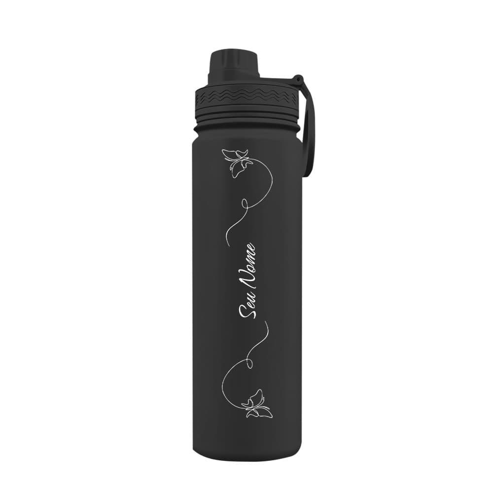 Garrafa Térmica Fresh Personalizada Com Alça Fine Lines Butterflie Com Nome