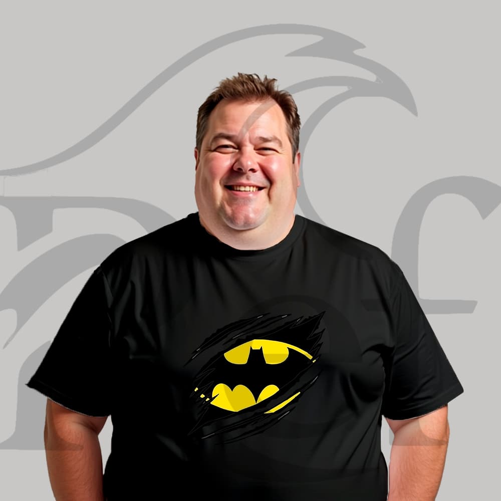 Camiseta Camisa Plus Size Streetwear Batman Peito Rasgado Unissex Malha Penteada Algodão Premium