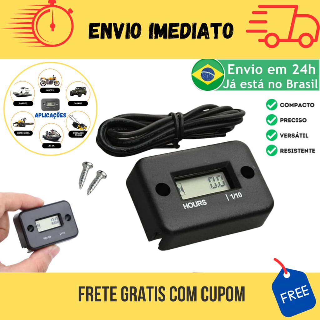 Contador Medidor de Horas Universal Horimetro Digital Moto Barco Jet