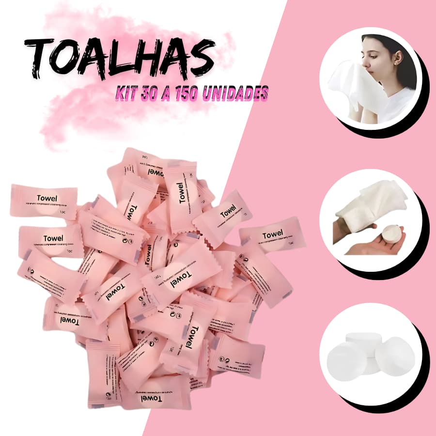 Toalha Mágica Desidratada Kit Toalha Comprimida Multiuso 150 unidades