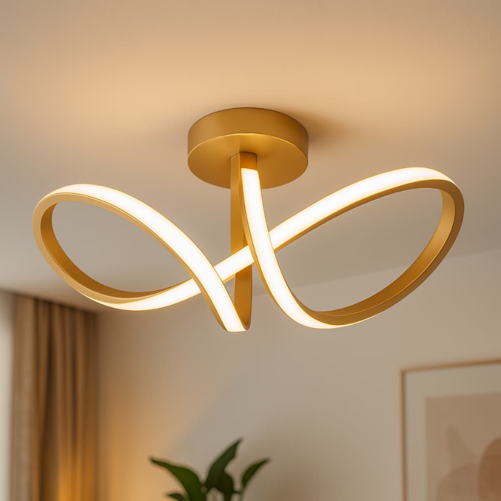Luminária De Teto Parede Infinito Led Sala Dourado Design Moderno Elegante Sunfy Shop