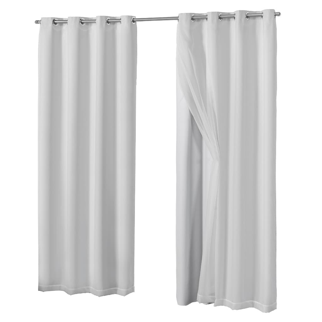 Cortina Blackout PVC com Voil 2,80x2,50 voal liso branco ilhos/varão
