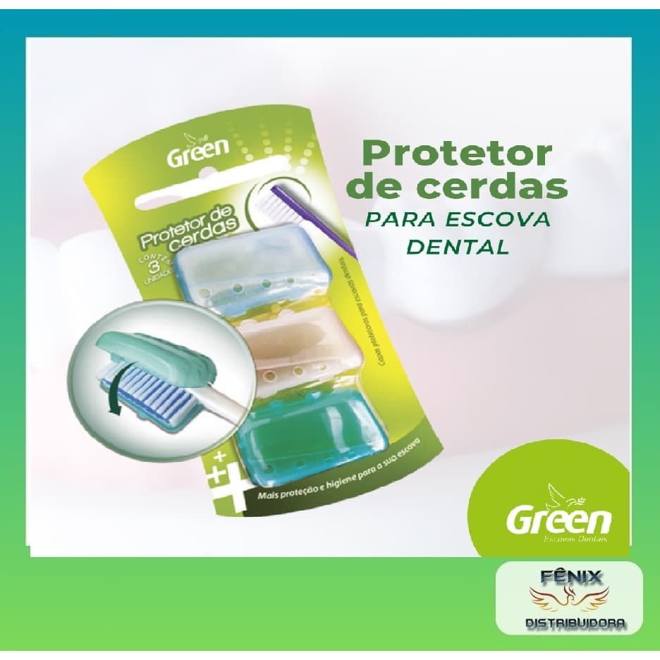 Capa Protetora Para Cerdas Escova De Dente C/3 UNI Grenn Dental