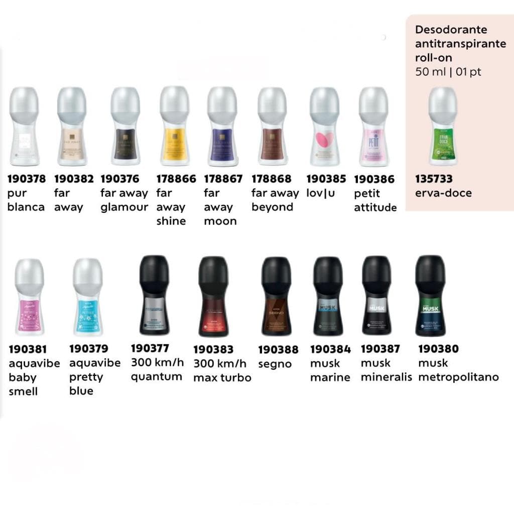 Desodorantes Roll-On, 04 unidades, Avon - Femininos e/ou Masculinos 50ml