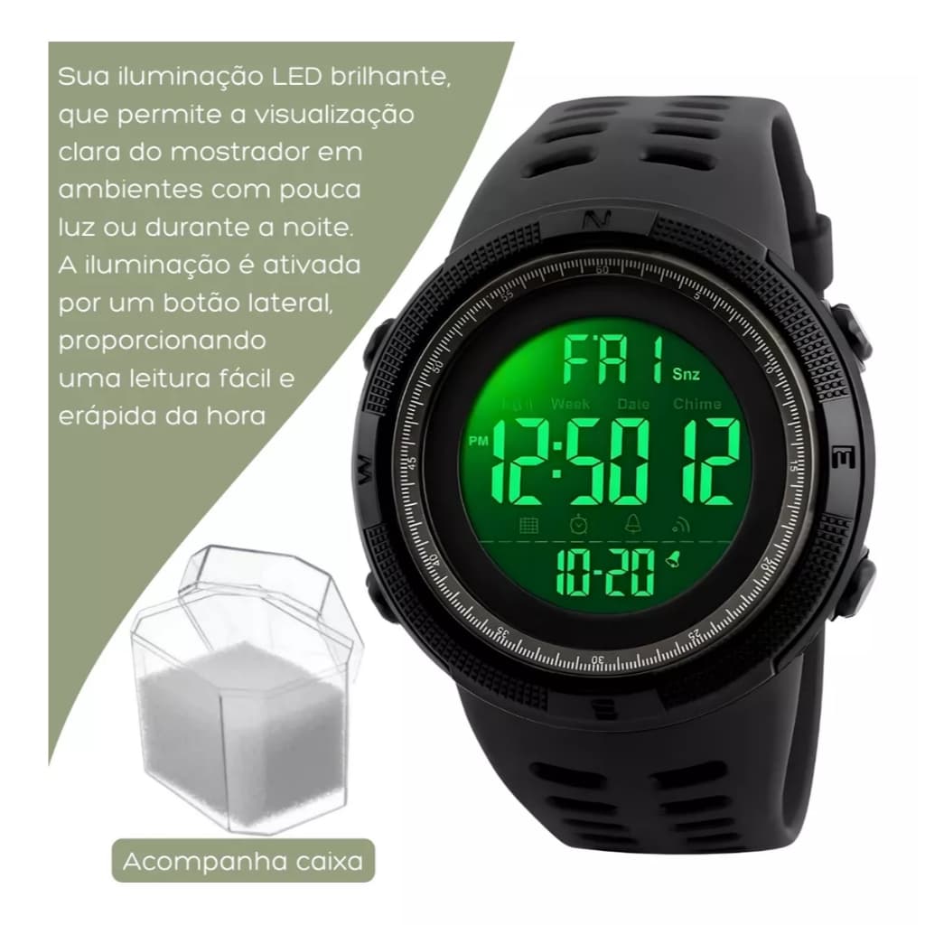 Relógio Masculino Digital Alarme Sportes corrida caminhada À Prova D'água