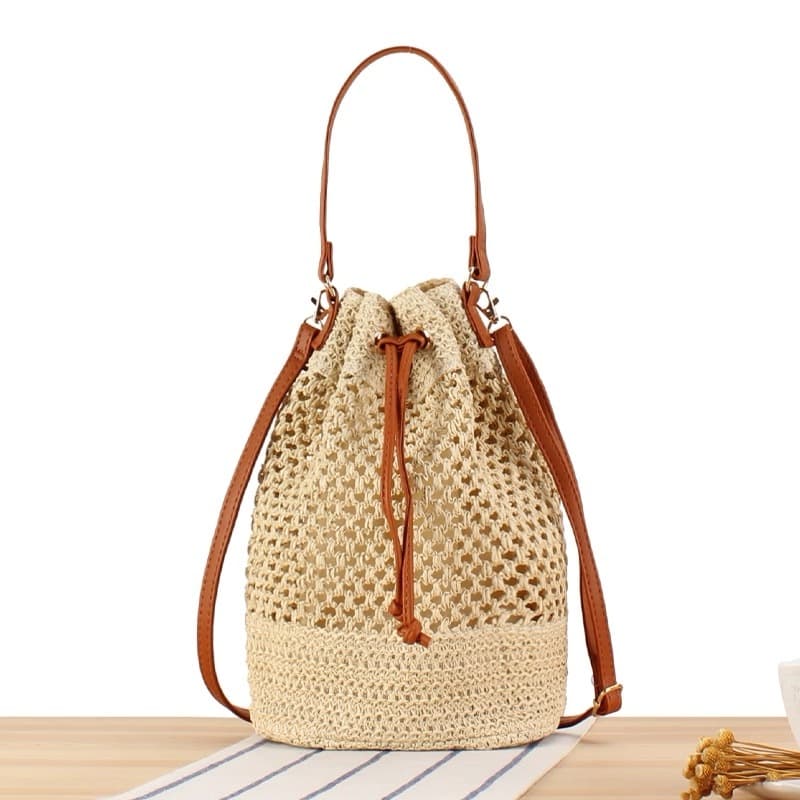 Bolsa de palhabolsa bucket tecida!