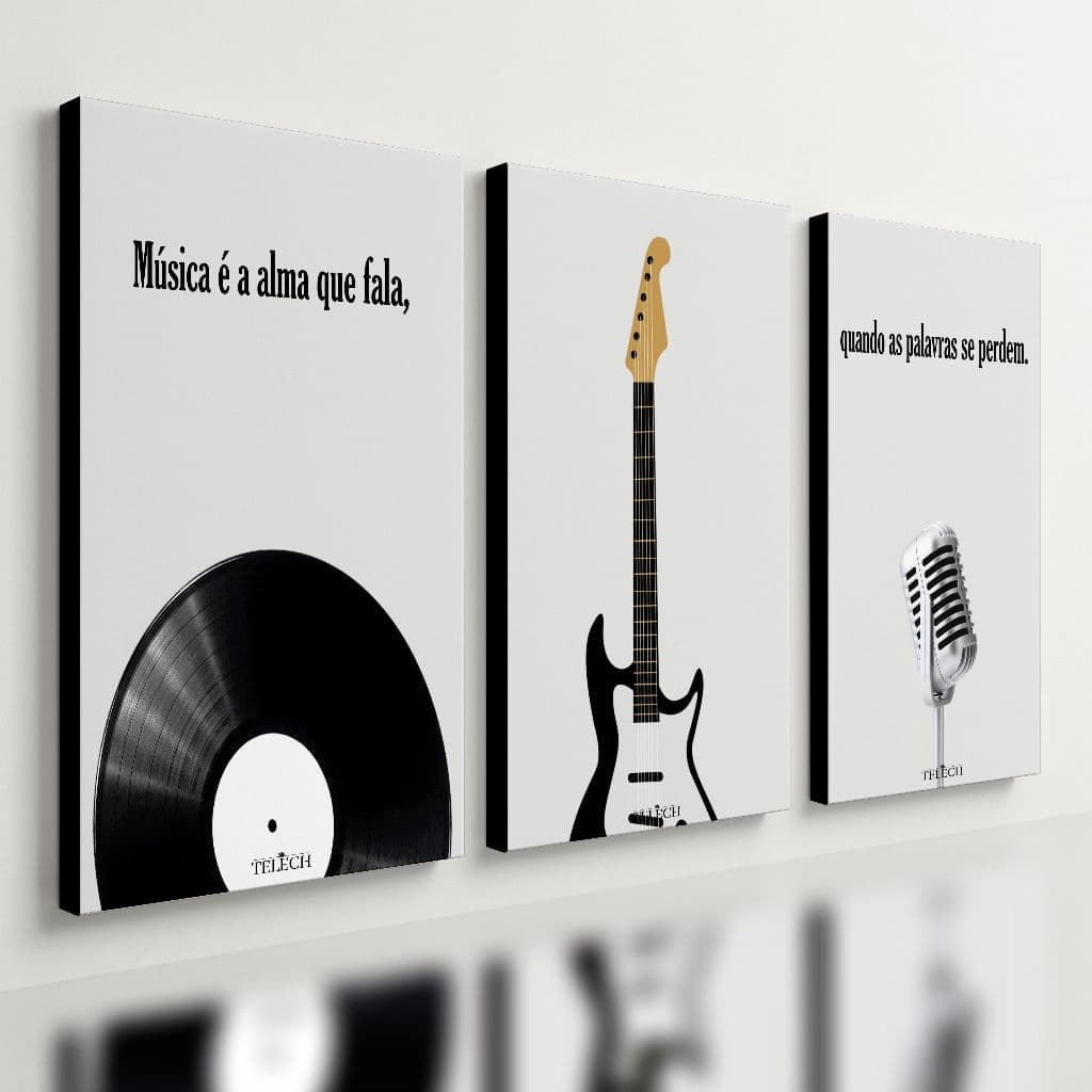 Kit 3 Quadro Decorativo Musica Clássica Retro Disco Moderno