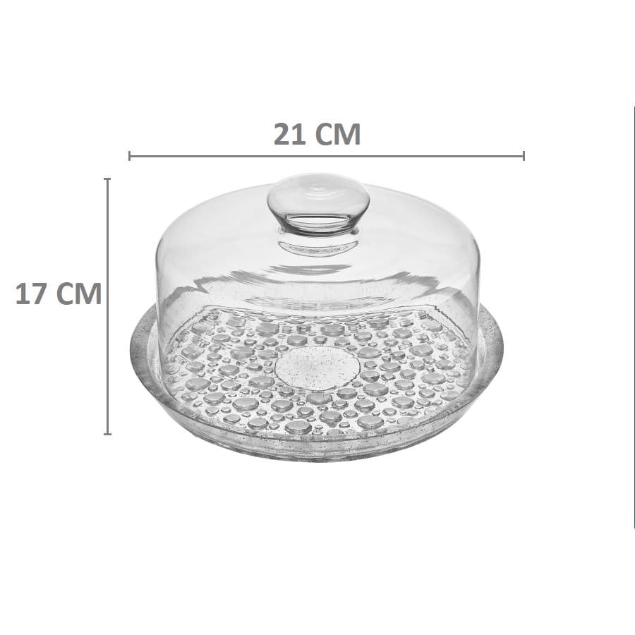 Queijeira 21cm Prato e Tampa De Vidro Petit Poa Vitazza