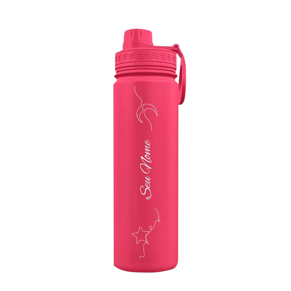 Garrafa Térmica Fresh Personalizada Com Alça Fine Lines Estrela Com Nome