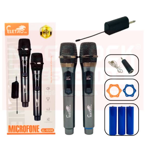 Kit 2 Microfone Sem Fio Dinâmico Com Painel Altomex M-997W/lukton ht-012/eletromax el-5005