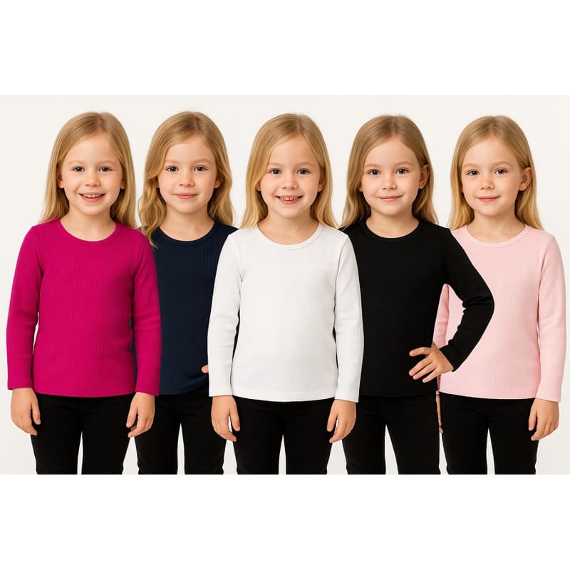 Blusa manga longa infantil roupas de menina ribana do 2 ao 8