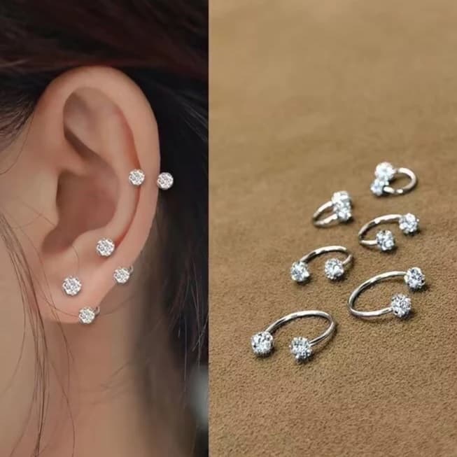 Brincos de aço inoxidável femininos com unhas de osso super brilhantes e exclusivos/8mm