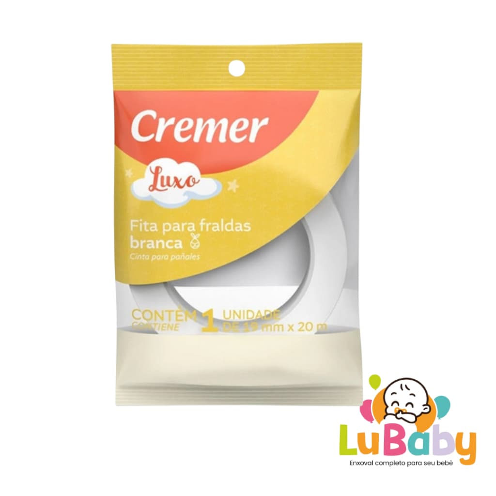Fita Crepe para fralda Cremer 19cm X 20m Embalagem Moderna Fixa A fralda No lugar