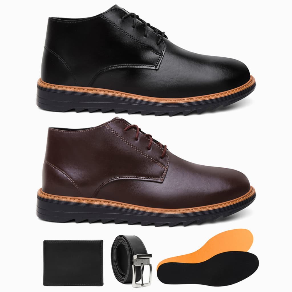 Kit 2 Sapatos Sociais Masculinos + Carteira + Cinto – Estilo Completo por um Preço Imbatível!