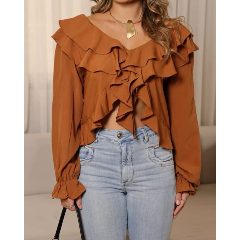 Blusa feminina chique Blusa de manga longa arrumada vários ocasiões
