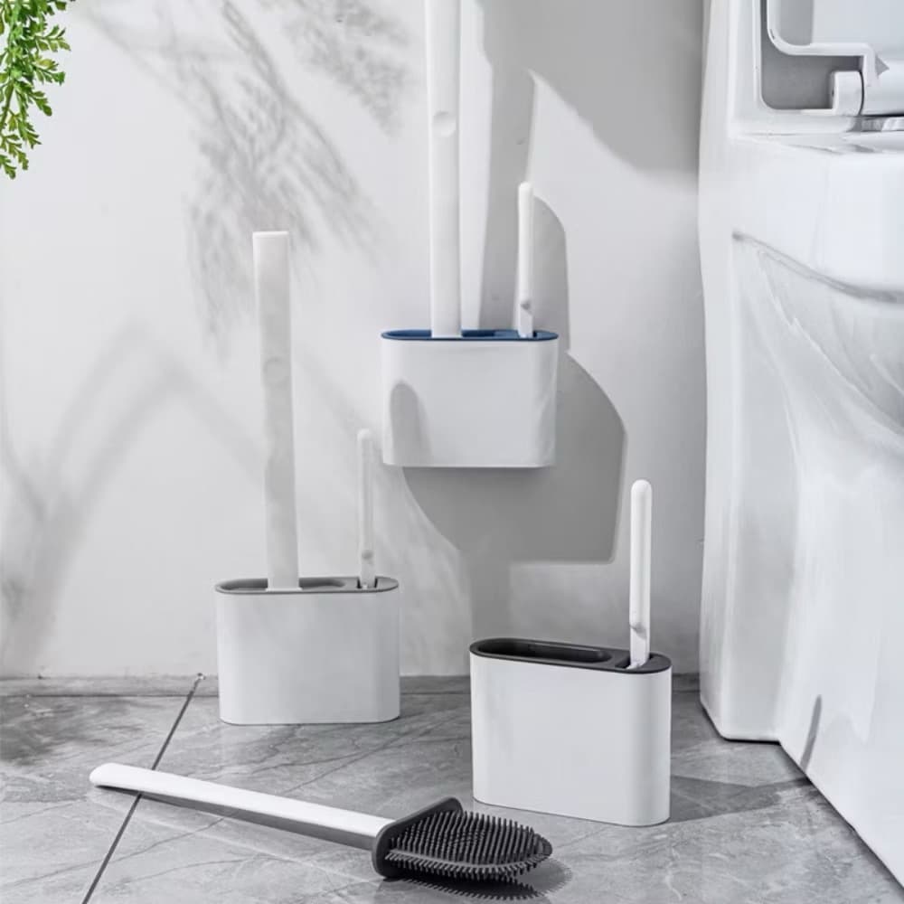 KIT 2 Escova de Silicone para Vaso Sanitário - Base de Banheiro Privada Alta Eficiência