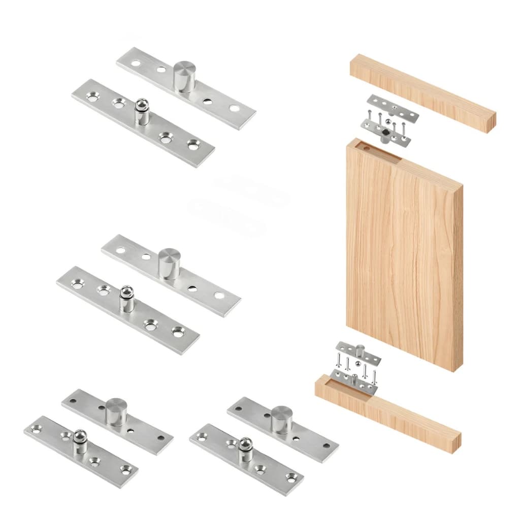 2 pares Dobradiça Pivô Inox 304 Pino Porta Pivotante 360 Graus Giratória para Móveis e Portas até 250kg