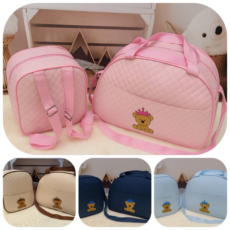 Bolsa Maternidade com bordado na promoção para carregar as coisinhas do bebê