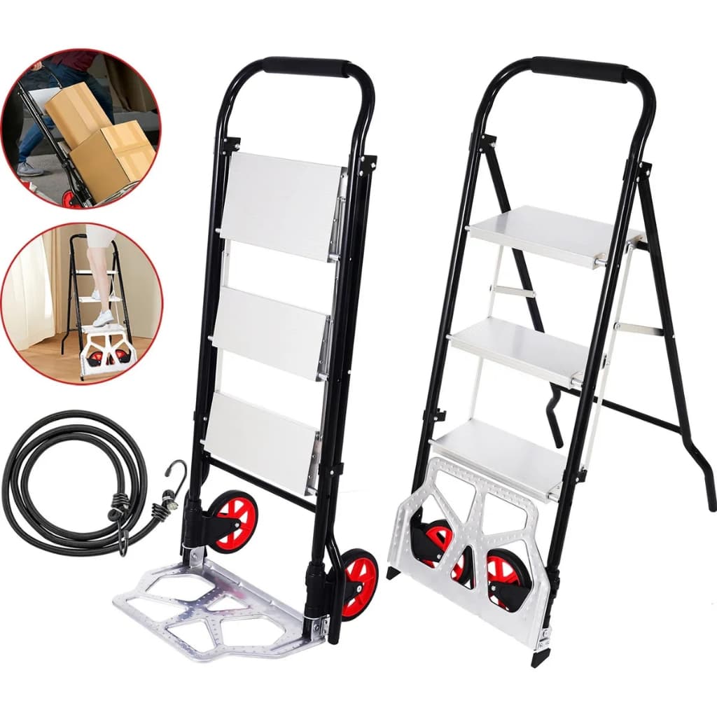 【Itens mais vendidos】Carrinho de Carga Escada De Alumínio Carrinho Multifuncional/Escada Dobrável  250Kg Com Rodas Yesop