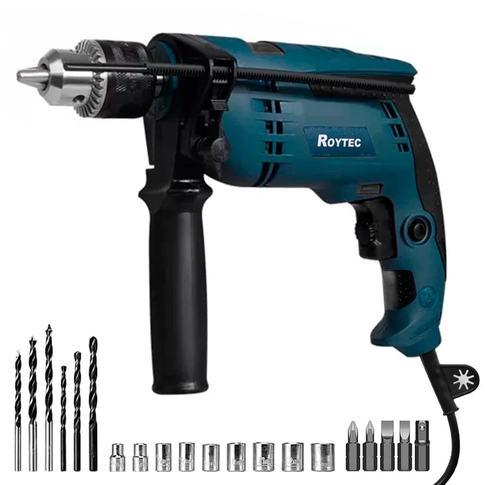 Furadeira De Impacto 1/2 13mm 127v-220v Com Jogo De Brocas Bits + Maleta Acessórios Profissional