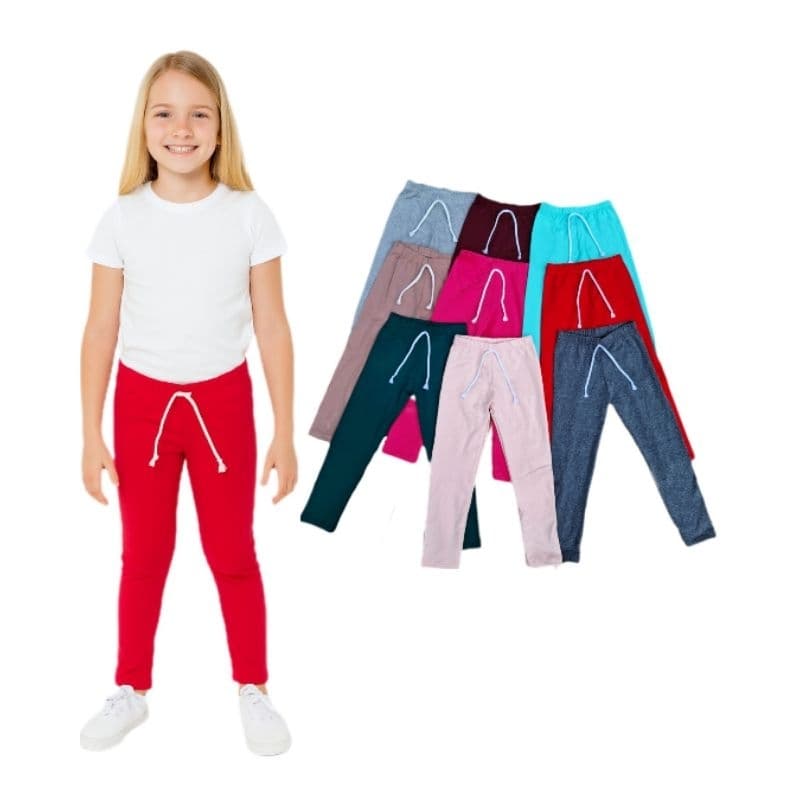 Calça legging infantil kit 3 peças menina e juvenil cotton estampado e liso também.