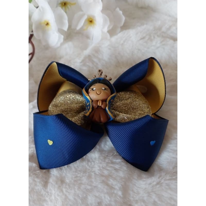 Laço Nossa Senhora Aparecida 💙💛🙏🏻 Acessório infantil Laço de cabelo 12cm
