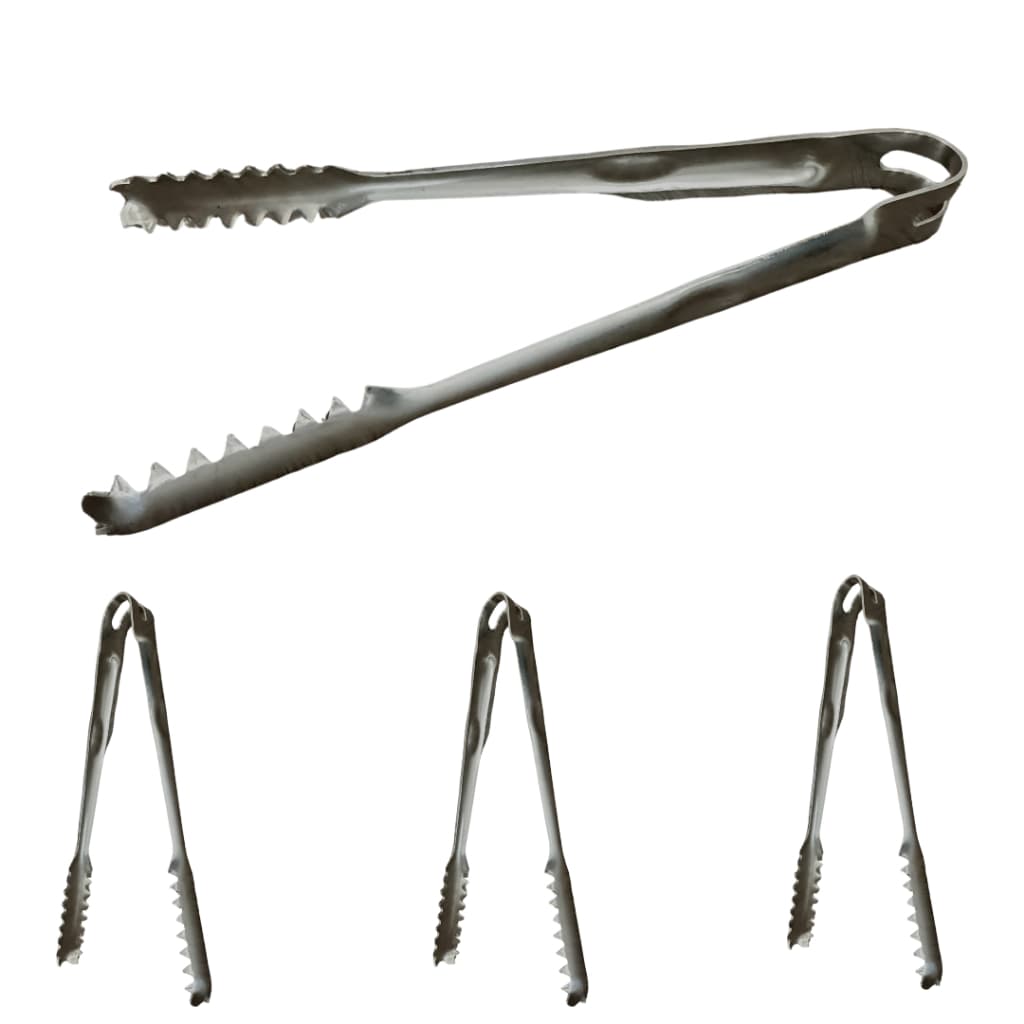 4 Pegador de alimentos 15cm utensílio de cozinha multiuso inox salada churrasco gelo macarrão massas