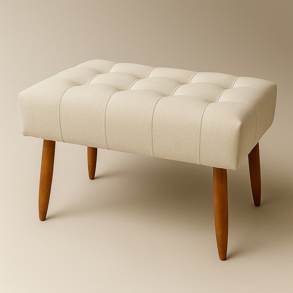 Puff retangular com pés palito de 35 cm, para sala, recepção, closet.