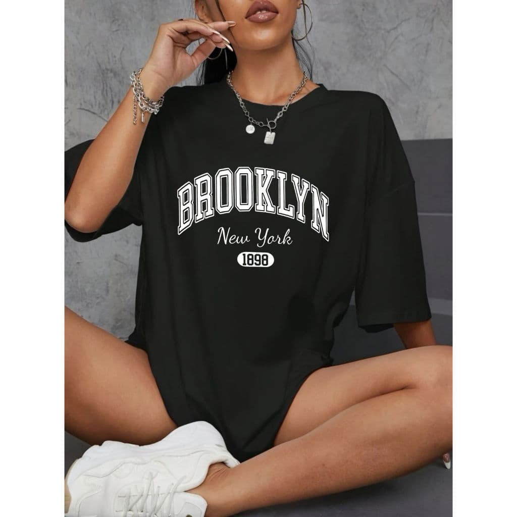 Camiseta BROOKLYN OVERSIZED moda unissex 100% algodão super estilosa e muito confortável
