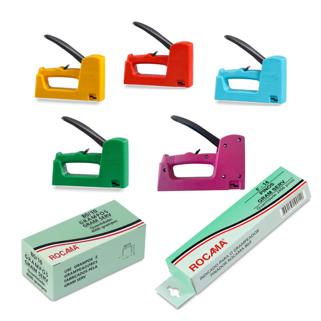 Kit Rocama Grampeador e Pinador Rocama 80/F + Grampo 80/10 + Pino F-14