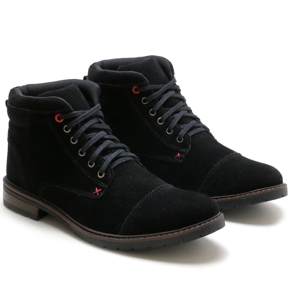 Bota Coturno Masculina Cano Curto Camurça Versátil Casual Country Cowboy Cadarço
