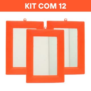 Kit 12 Espelhos Com Moldura Plastica Laranja Número 12