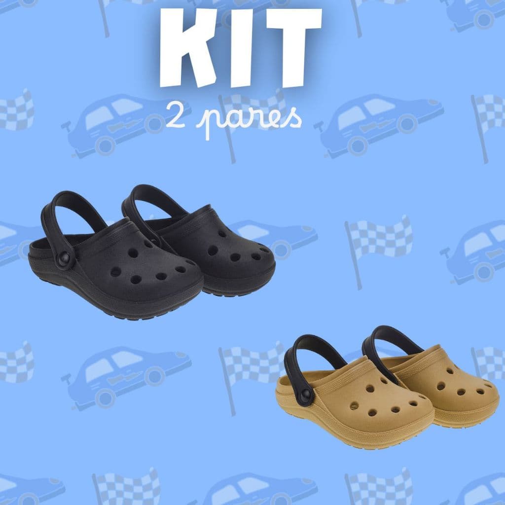 Kit 2 Pares Sandália Babuche Infantil Menino Correia 2 em 1 Antiderrapante Anatômico Confortável