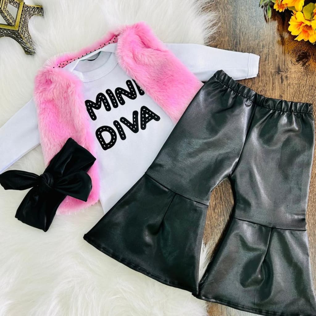 Conjunto Roupa Moda Bebê Menina Roupinha kit 4 peças luxo passeio infantil Luxo conjuntinho feminino