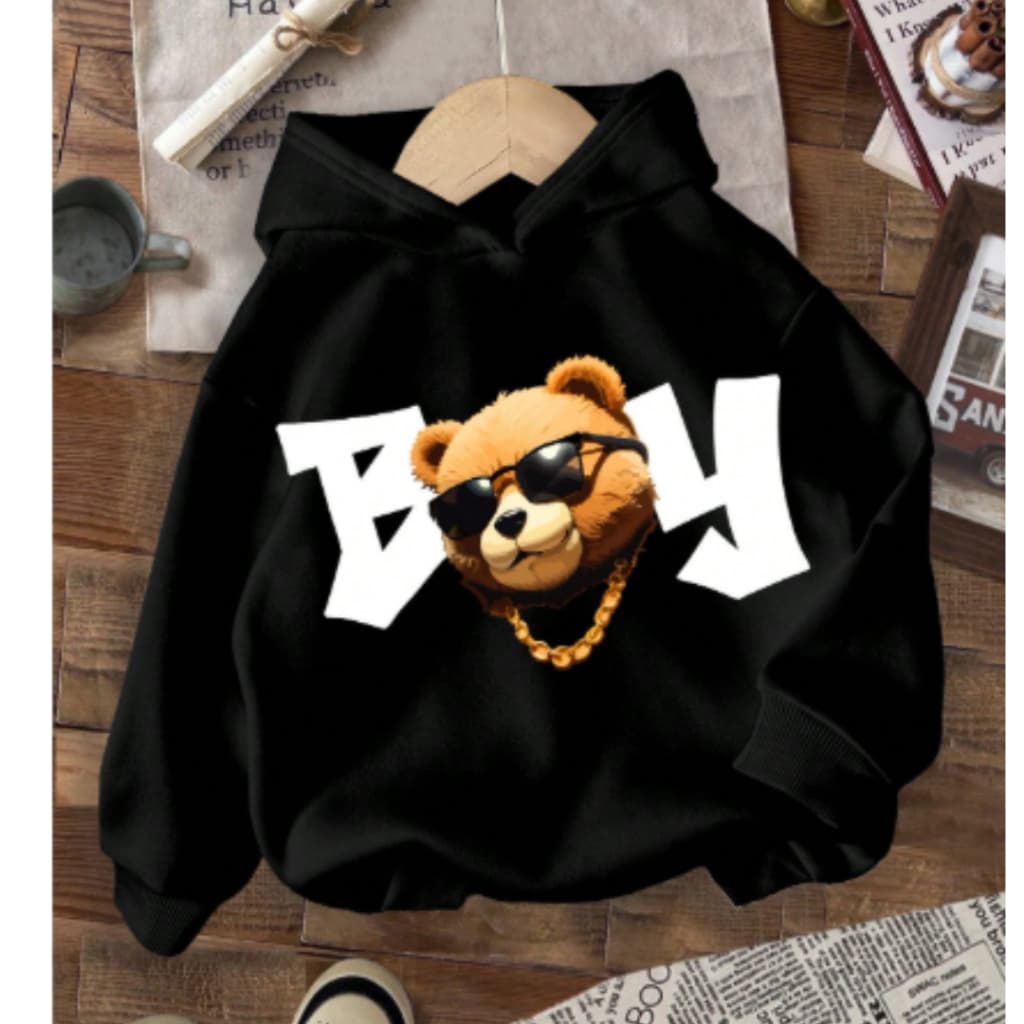 Moletom Infantil Menino Criança Urso Boy Flanelado com Capuz em Algodão Premium