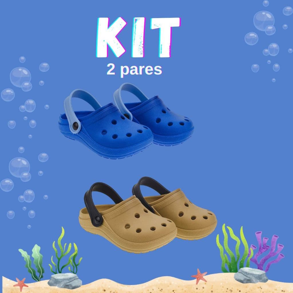 Kit 2 Pares Sandália Babuche Infantil Menino Básico Emborrachado Antiderrapante Confortável Macio