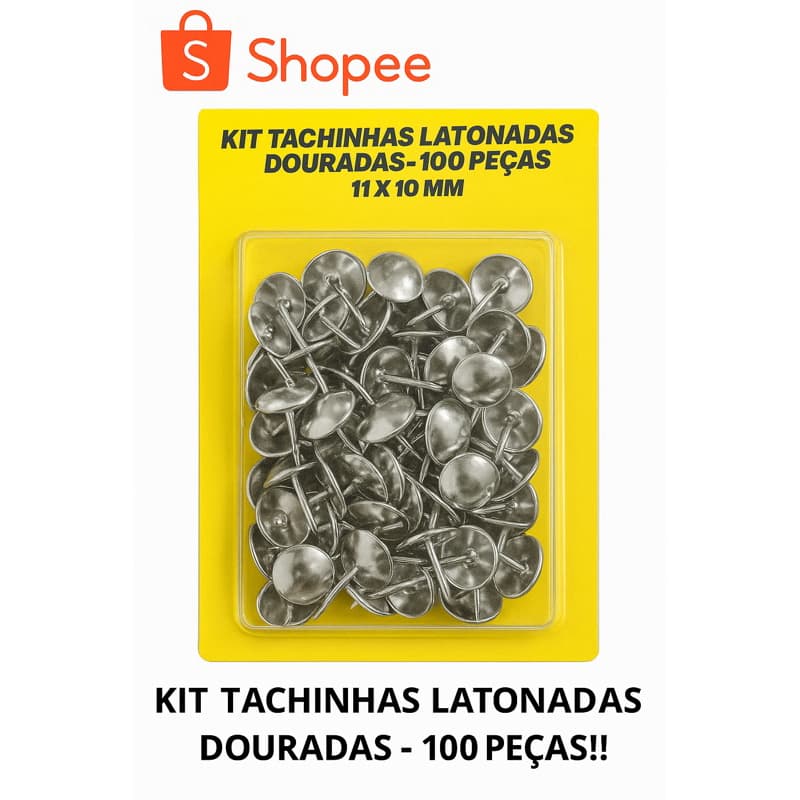 🧷 Tachinhas Latonadas Prateadas 11x10mm - Kit com 100 Unidades