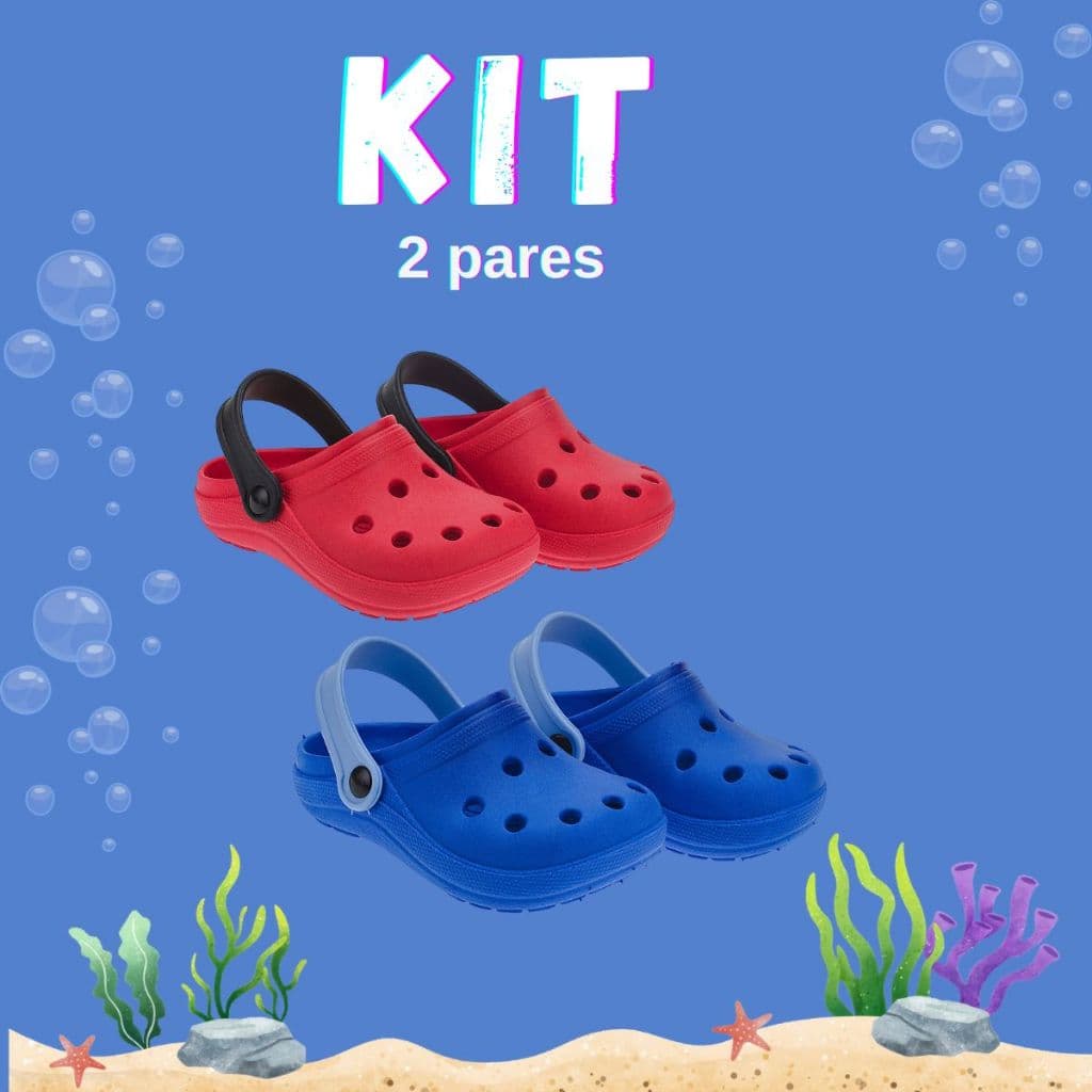 Kit 2 Pares Sandália Babuche Infantil Menino Básico Antiderrapante Super Confortável Leve Macio