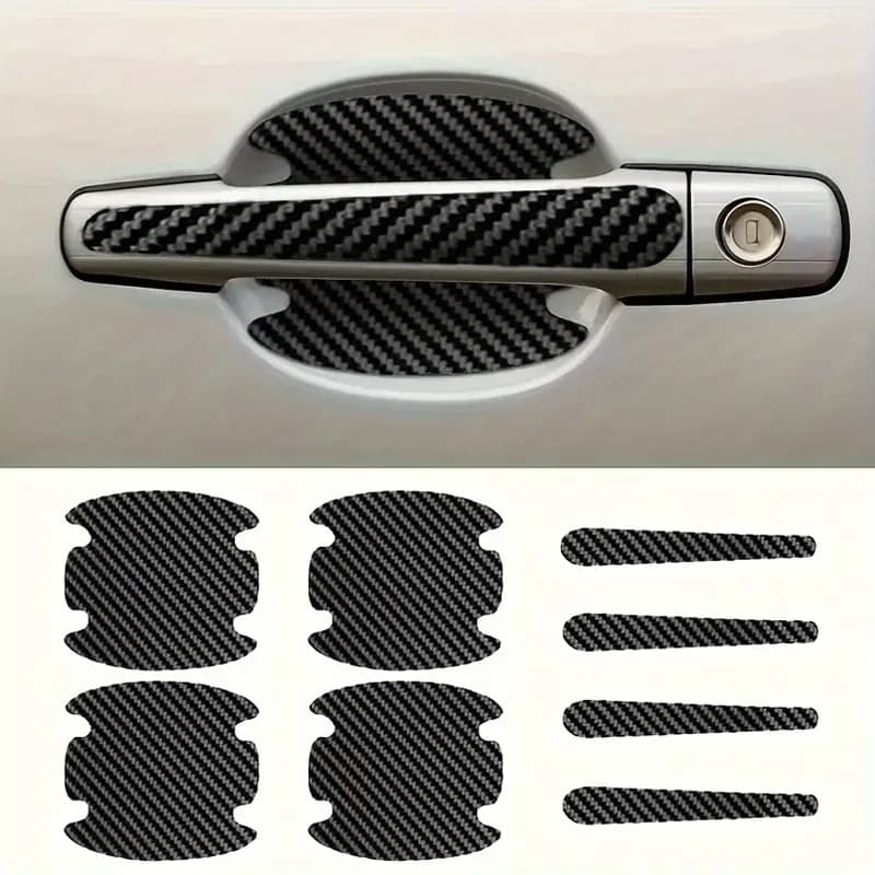 Kit Protetor Maçaneta Universal Porta Carro Fibra Carbono Black Piano Preto Fosto PPF Transparente-