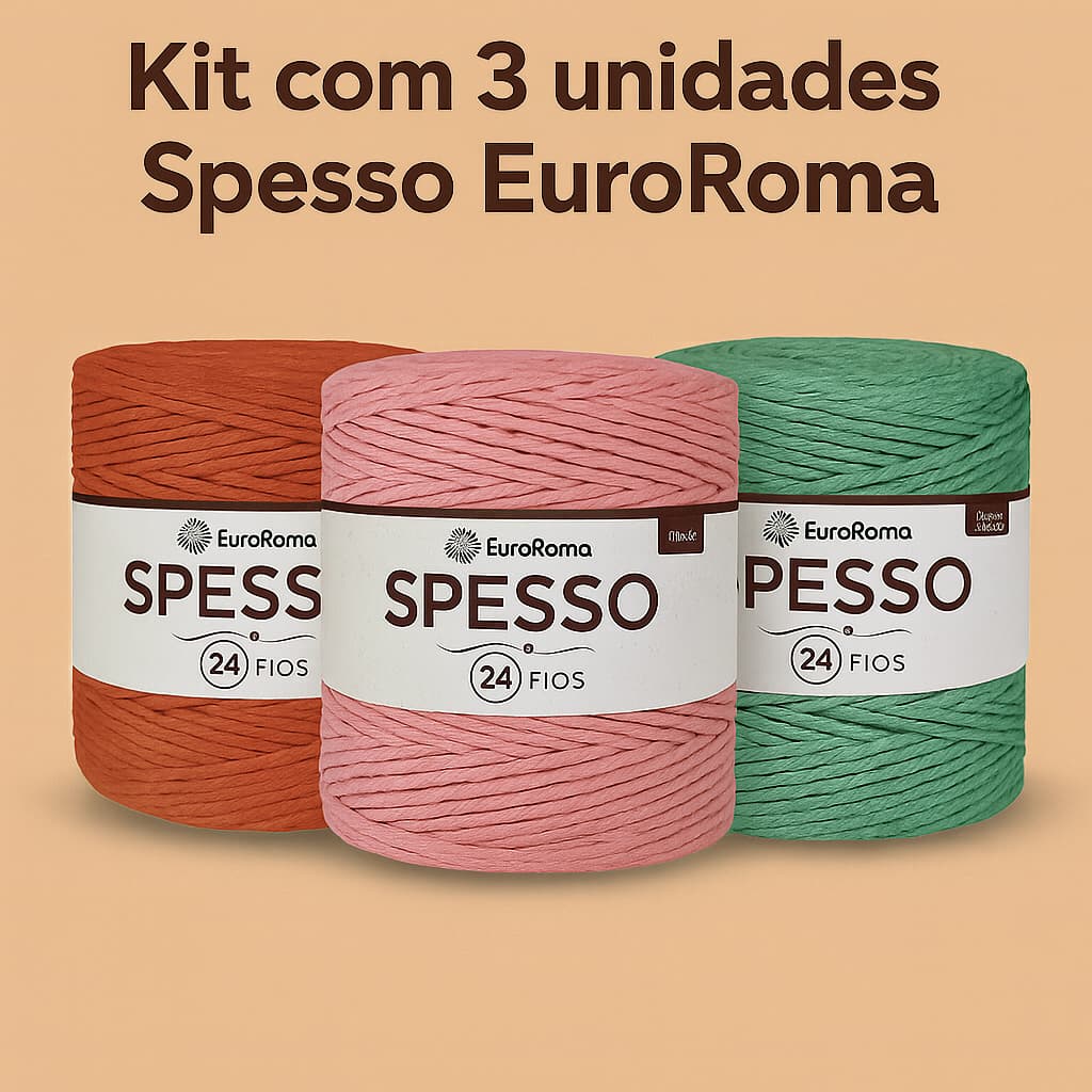 Kit 3 Unidades Barbante EuroRoma Spesso 24 Fios - macramê, crochê, tapeçaria e decoração