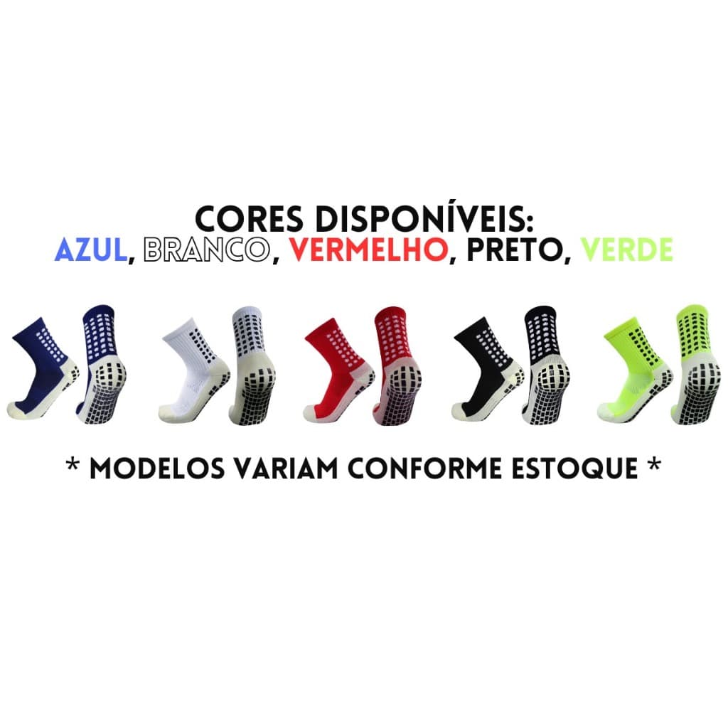 1 Par Meia Cano Alto Antiderrapante Qualidade Premium Futebol Ciclismo Compressão Evita Lesão Meião