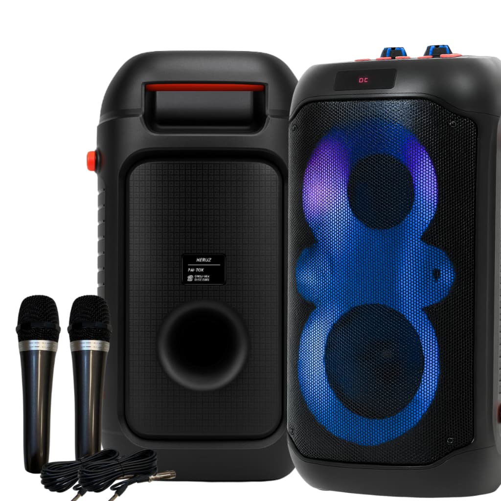 Caixa de Som Bluetooth LED Potente Alto + 2 Microfones