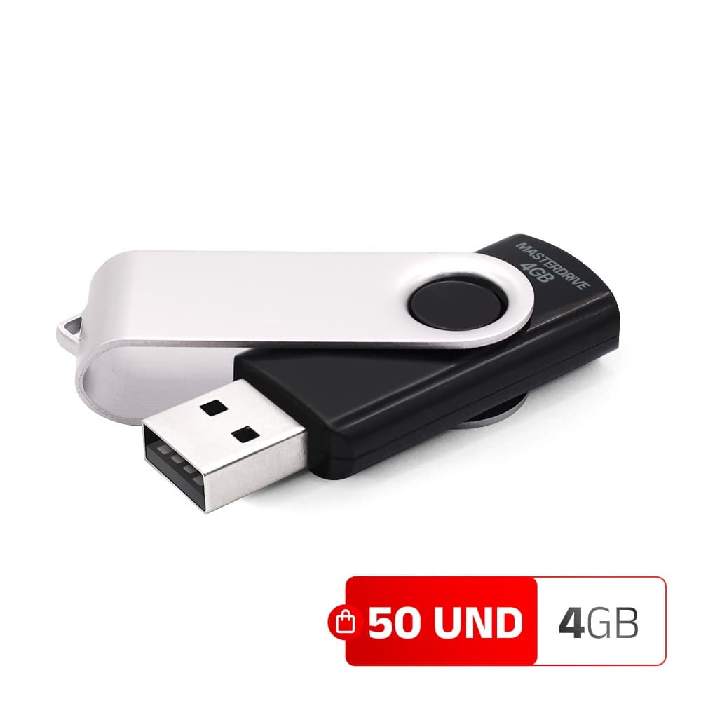 Pendrive 4GB Kit 50 ATACADO MasterDrive USB 2.0 BigBlack