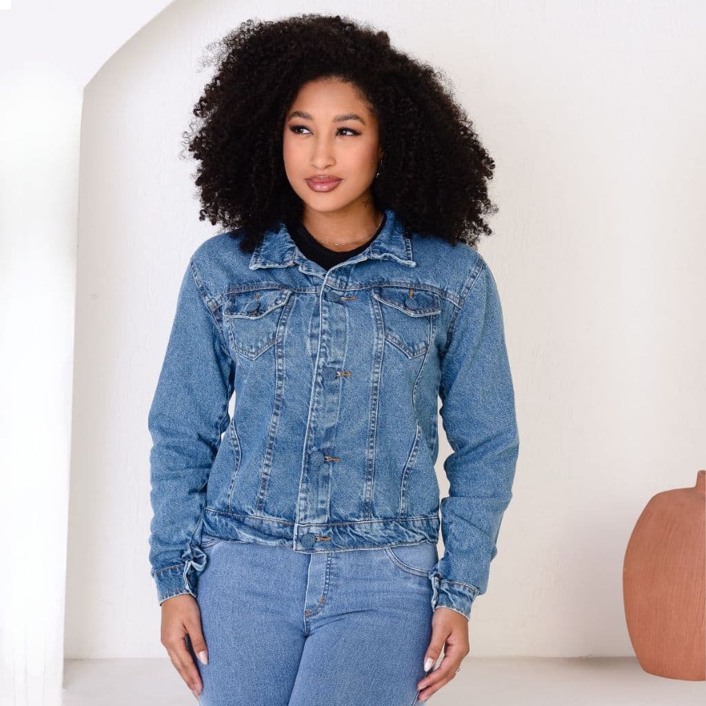 Jaqueta Jeans Premium 100% Marmorizada Com Botões Forrado
